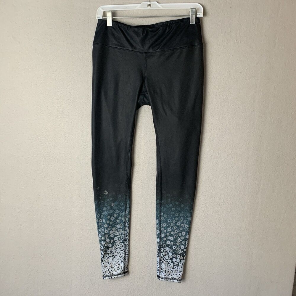 Alo Yoga Airbrush Black Brilliance High Rise Athletic Leggings Floral Sz Medium